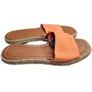 Universal Thread Women‎ Orange Suede Espadrille Slide Sandals Size 9